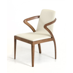 Modrest Falcon Modern Walnut and Cream Dining Chair