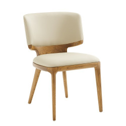 Modrest Stanley - Contemporary Beige Leatherette and Walnut Set of  Two Dining Chairs