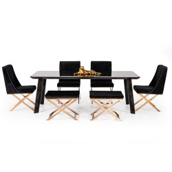 Modrest Chadwick Modern Ebony & Rosegold Dining Table