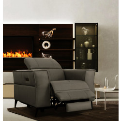 Divani Casa Nella - Modern Dark Grey Leather Armchair w/ Electric Recliner