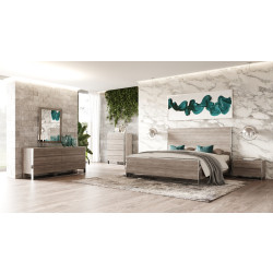 Modrest Charlene Modern Grey Elm & Stainless Steel Bedroom Set