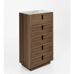 Modrest Chelton- Contemporary Walnut and White Ceramic Chest