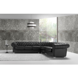 Estro Salotti Chester Modern Black Leather Sectional Sofa