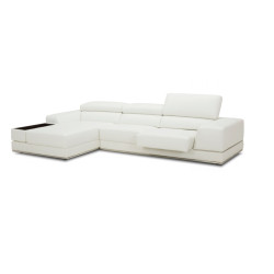 Divani Casa Chrysanthemum Mini - Modern White Leather Left Facing Sectional Sofa