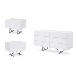 Modrest Chrysler White Dresser and Two Nightstands 
