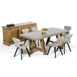 Modrest Civic Modern Concrete & Acacia Dining Table