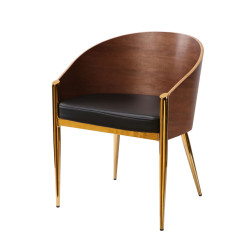 Modrest Claret - Modern Walnut & Black Leatherette Accent Chair
