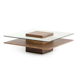 Modrest Clarion Modern Walnut and Glass Coffee Table