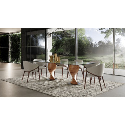 Modrest Cleveland - Contemporary Glass and Walnut Dining Table