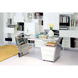 Modrest Clif - Modern Chrome Office Desk & Cabinet