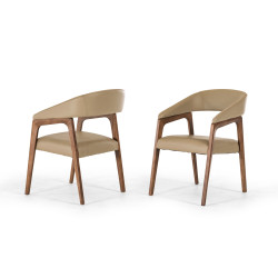Modrest Clive Modern Taupe & Walnut Dining Chair