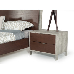 Nova Domus Conner Modern Dark Walnut & Faux Concrete Nightstand