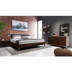Nova Domus Conner Modern Dark Walnut & Faux Concrete Bedroom Set