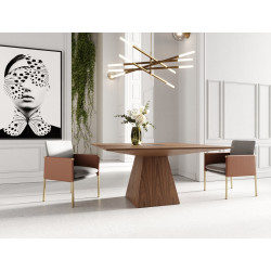 Modrest Cora- Modern Walnut and Black Tempered Glass Dining Table