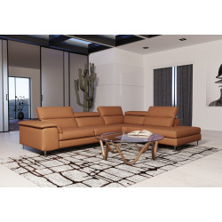 Coronelli Collezioni Viola - Italian Contemporary Cognac Leather Right Facing Sectional Sofa