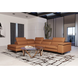 Coronelli Collezioni Viola - Italian Contemporary Cognac Leather Left Facing Sectional Sofa