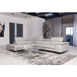 Coronelli Collezioni Viola - Italian Contemporary Grey Leather Left Facing Sectional Sofa