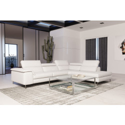 Coronelli Collezioni Viola - Italian Contemporary White Leather Right Facing Sectional Sofa