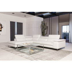Coronelli Collezioni Viola - Italian Contemporary White Leather Left Facing Sectional Sofa