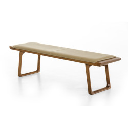 Modrest Cosgrove Modern Taupe & Walnut Dining Bench