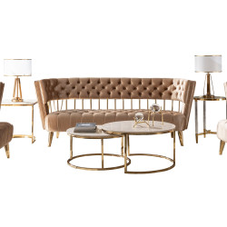 Divani Casa Courtney - Beige & Gold Fabric Sofa