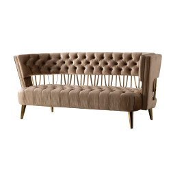 Divani Casa Courtney - Beige & Gold Fabric Loveseat