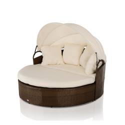 Renava Cove - Round Patio Day Bed With Retractable Sun Cover
