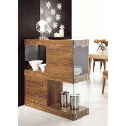Modrest Aura Modern Walnut & Glass Square Cabinet