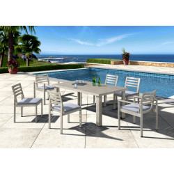 Renava Dunes Outdoor Grey Dining Table Set