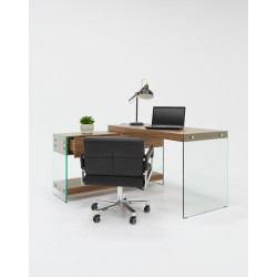 Modrest Laxson Modern Walnut & Glass Desk