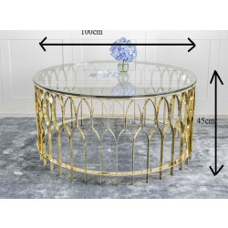 Modrest Tela Modern Glass & Gold Round Coffee Table