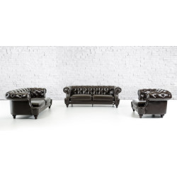 Divani Casa Belinda - Transitional Chocolate Italian Leather Sofa Set