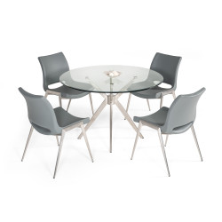 Modrest Dallas - Modern Brushed Stainless Steel Dining Table