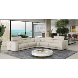 Coronelli Collezioni Dalton - Modern Italian Cream Leather Sectional + Recliners