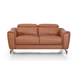 Divani Casa Danis - Modern Cognac Leather Brown Loveseat