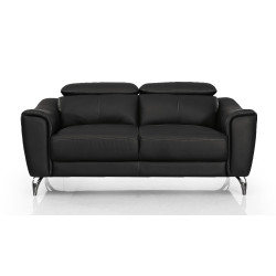Divani Casa Danis - Modern Black Leather Loveseat