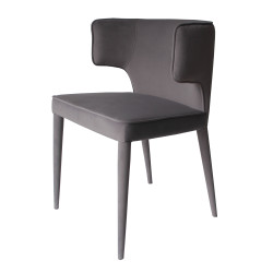 Modrest Lucero - Modern Grey Velvet Arm Dining Chair