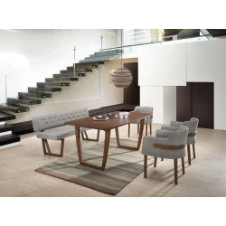 Modrest Jordan Modern Walnut & Grey Dining Set