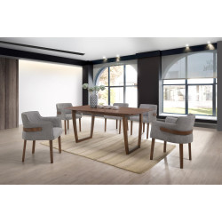 Modrest Jordan Modern Walnut & Grey Dining Set