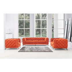 Divani Casa Delilah - Modern Orange Fabric Sofa Set