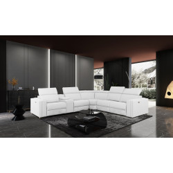 Divani Casa Delmont - Modern White Sectional Sofa + Recliners