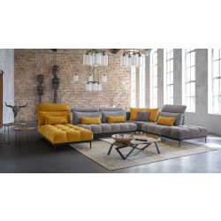 David Ferrari Display - Italian Modern Grey + Yellow Fabric Modular Sectional Sofa