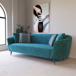 Divani Casa Jenner - Modern Aqua Velvet Sofa 