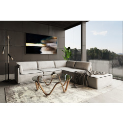 Divani Casa Blythe - Modern Light Grey Velvet Sectional Sofa  + Ottoman