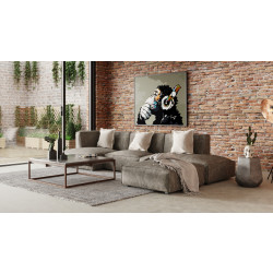 Divani Casa Dania - Modern Beige Fabric Sectional Sofa + Ottoman
