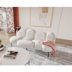 Divani Casa Glaster - Contemporary White Sherpa 88" Bubble Sofa