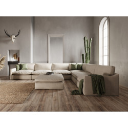Divani Casa Lennon - Transitional Beige Fabric Sectional Sofa Set