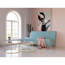 Divani Casa Mosko - Modern Light Green & Gold Fabric Sofa