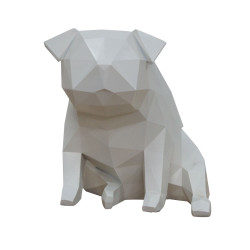 Modrest Dog - Geometric White Sculpture