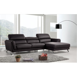 Divani Casa Doss - Modern Black Eco-Leather Right Facing Sectional Sofa